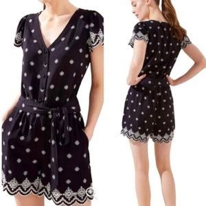 Ann Taylor Black & White Eyelet Romper